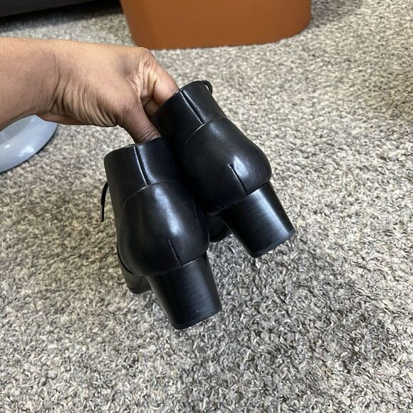 Clarks Damson Tie Black Leather Ankle Chukka Boots Size US 8 Block Heel Comfort - Picture 5 of 10